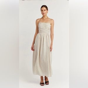 Dissh: LEXI NATURAL LINEN MIDI
DRESS - 12 / NATURAL